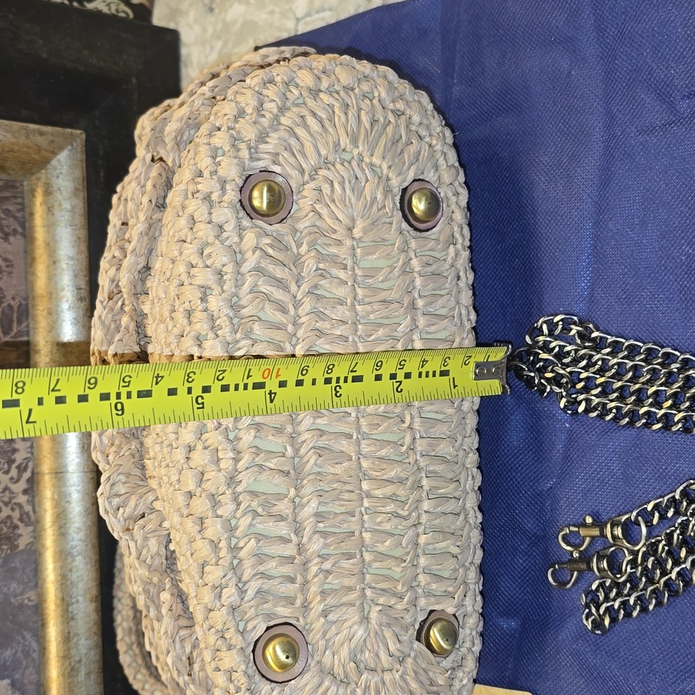 NWOT PATRICIA NASH Scalloped Raffia LAUREANA X-BODY IN A NEUTRAL BEIGE - Picture 5 of 17